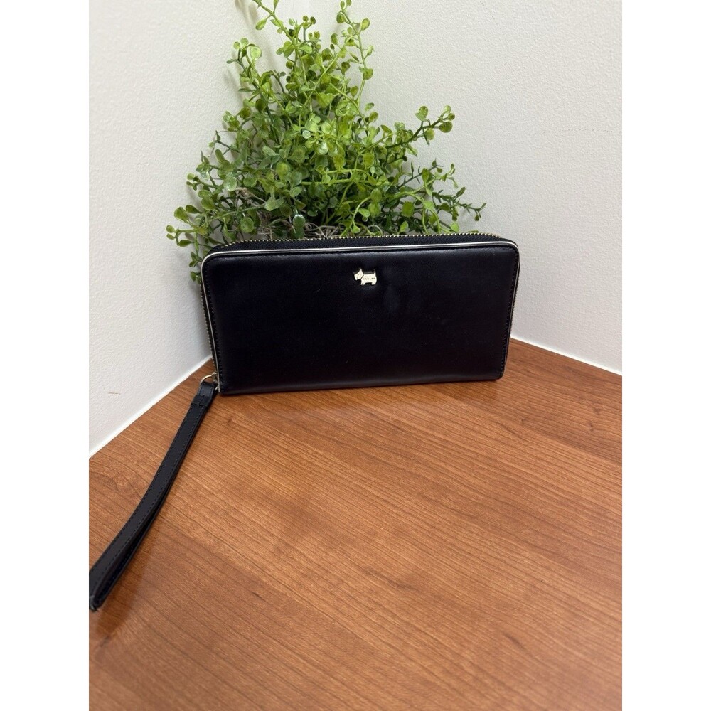 Radley London Wristlet Wallet Leather Clifton Black Metallic Zip Phone Pocket